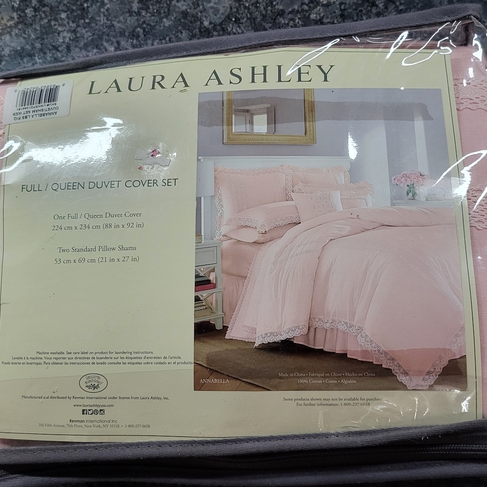 NIP NEW Vintage Laura Ashley Annabella Full/Queen Duvet Cover Set 2 Shams Pink - Picture 2 of 5